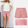 Running Gym Sports Women Shorts Wide Leg Drawstring Elastic Waist Lace up Short 2021 Summer Solid Loose Casual Female Bottoms